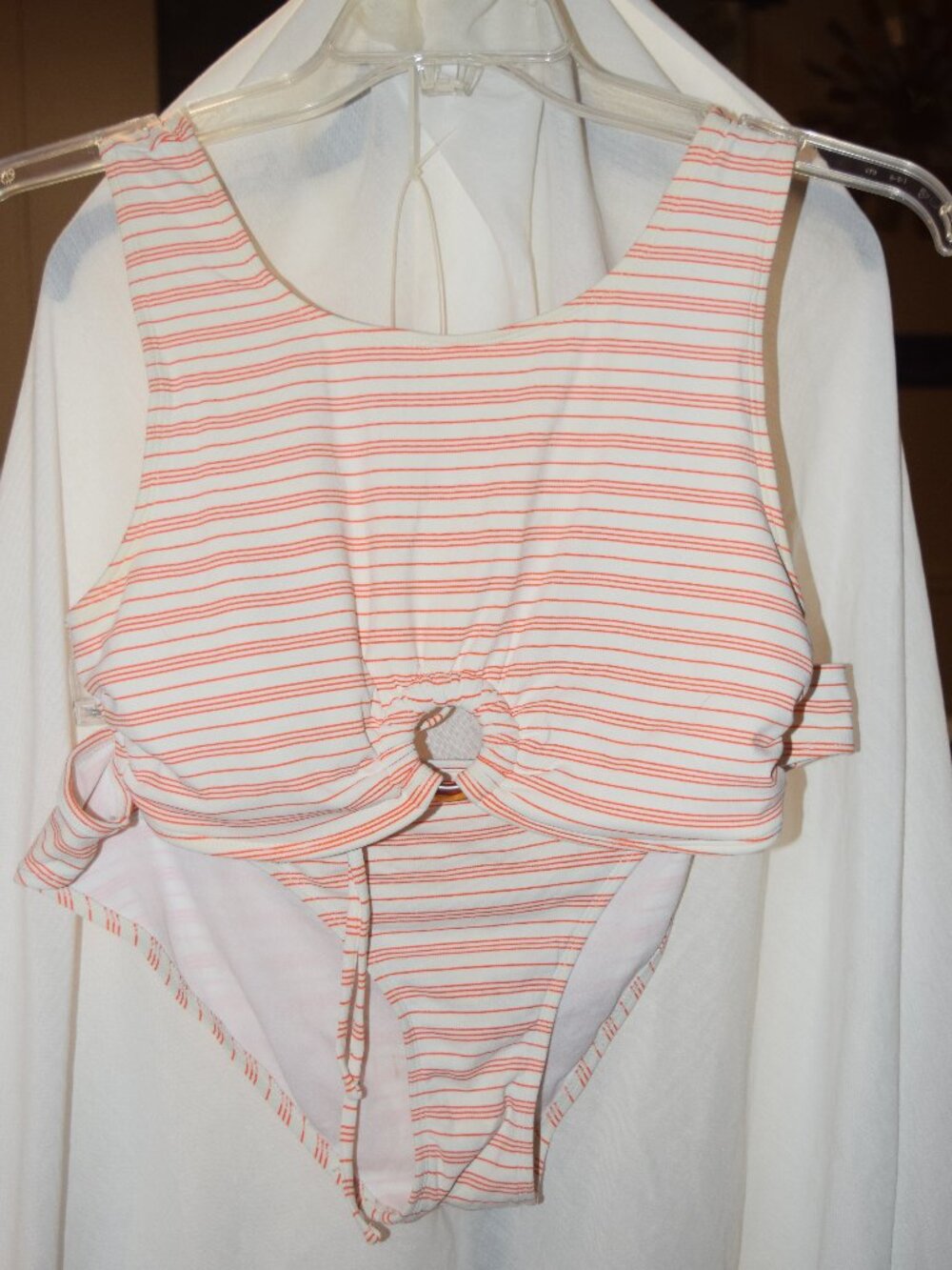 Xhilaration Bikini, Orange Stripes XL